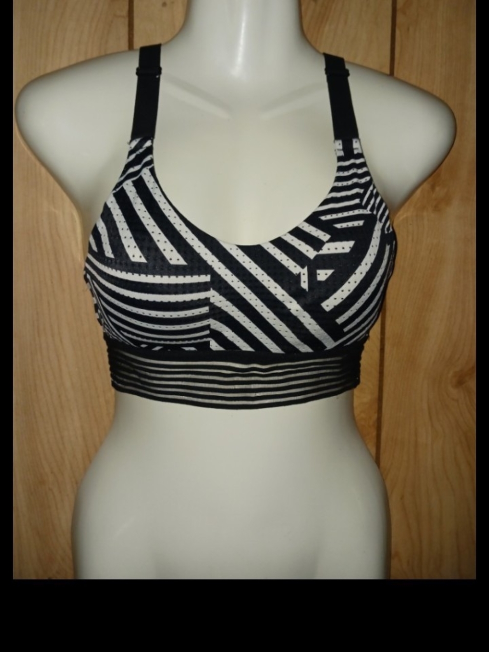 Victoria's Secret Black and White Striped Sports Bralette